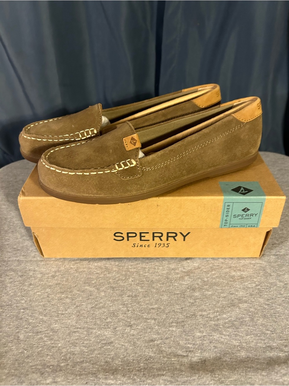 Sperry Women's Olive Brown Suede Moccasins